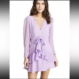 NWT For Love and Lemons Tarta Long Sleeve Mini Dress Lavender XS